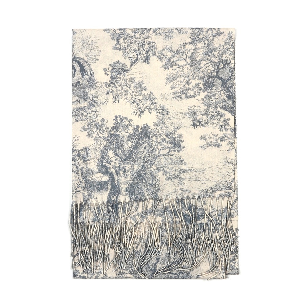 CTCT-06 Szalik zimowy Toile de Jouy Collection szary 200x70cm